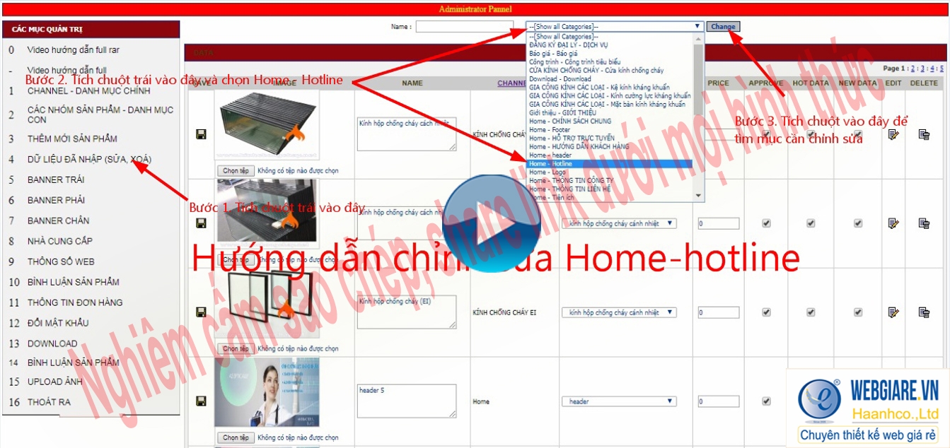 4.1. Chỉnh sửa Home - Hotline