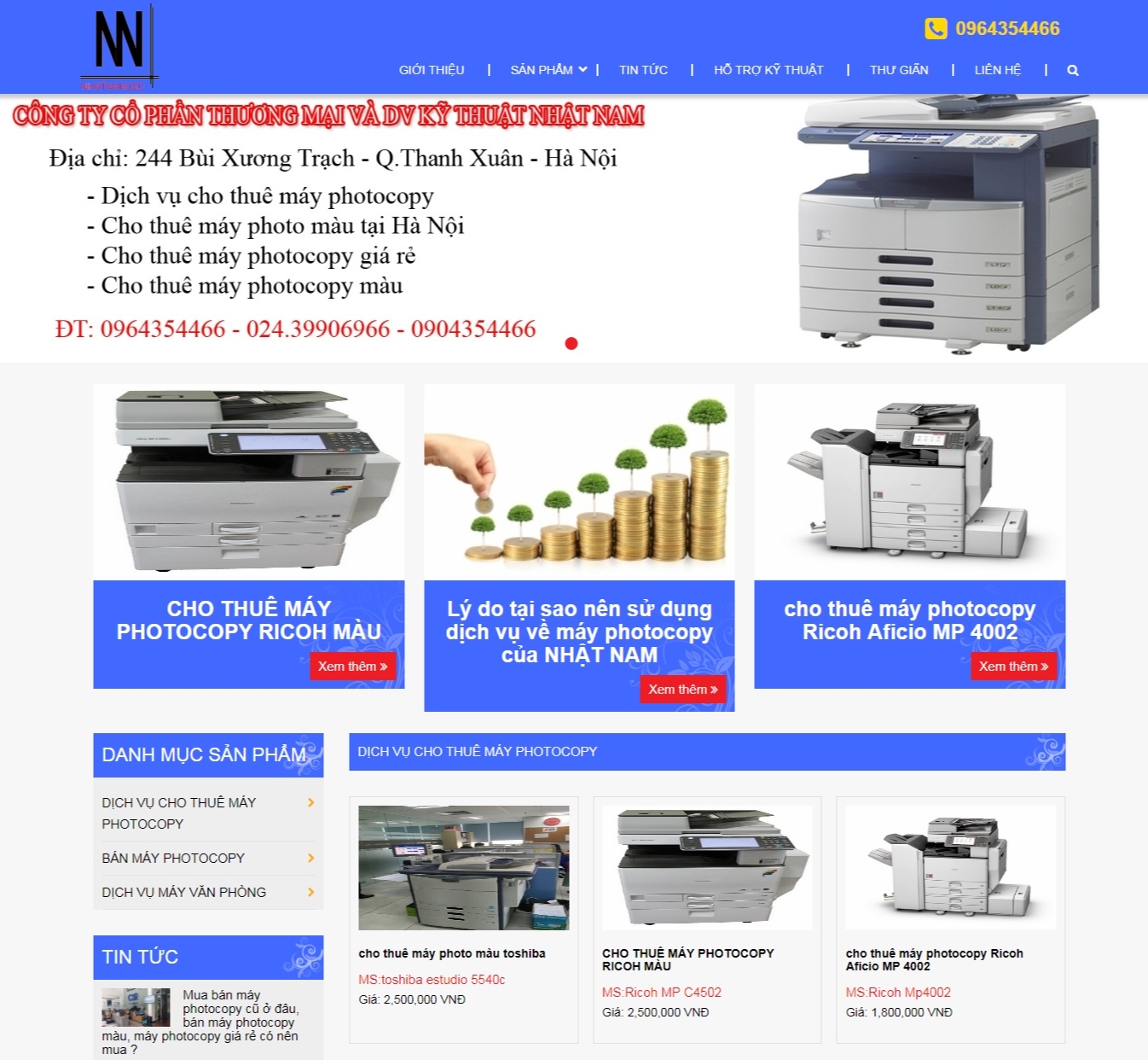 Thiết kế web giá rẻ công ty CPTM và DVKT Nhật Nam