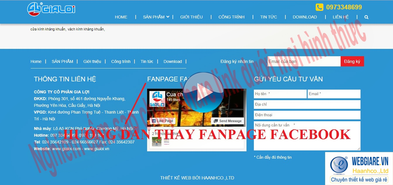 9.2. Thông số web - Hướng dẫn thay Fanpage Facebook