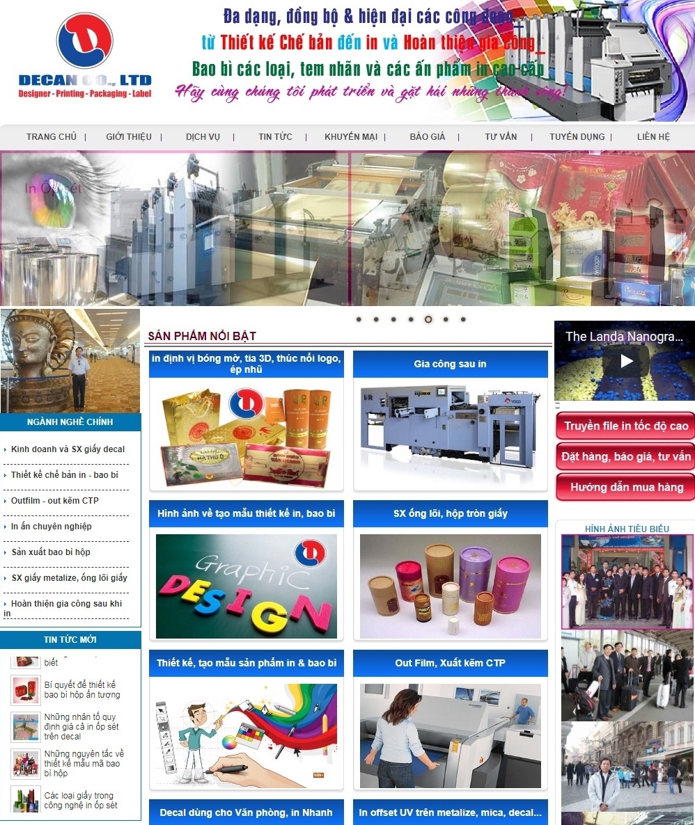 Thiết kế web giá rẻ công ty TNHH thương mại và bao bì đề can
