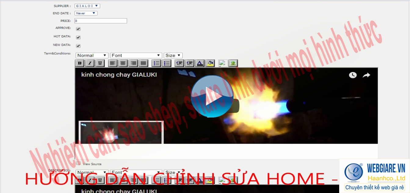 4.5. Dữ liệu đã nhập (Sửa, Xóa) - Hướng dẫn chỉnh sửa Home - Video