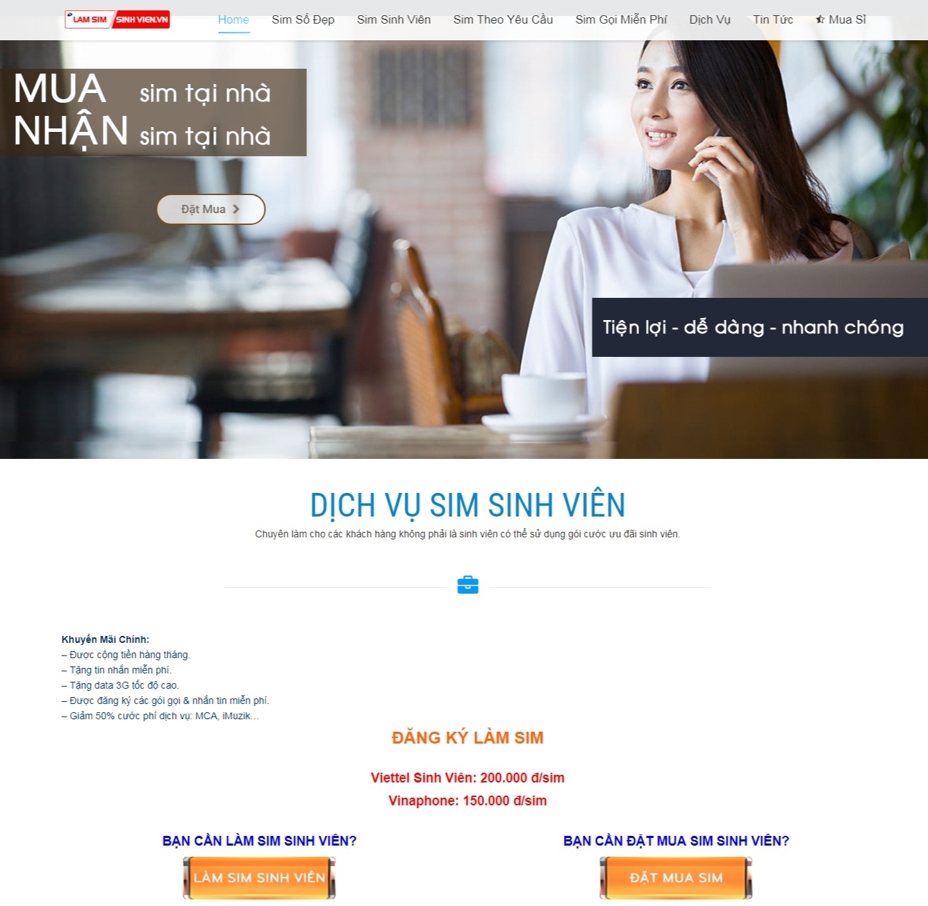 Thiết kế web giá rẻ trung tâm sim số đẹp