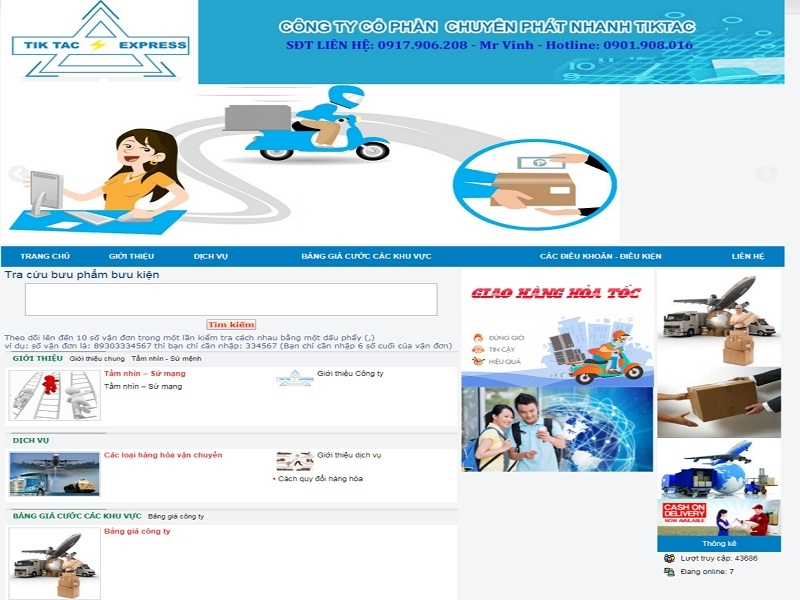 Thiết kế web giá rẻ công ty cổ phần chuyển phát nhanh TICKTAC