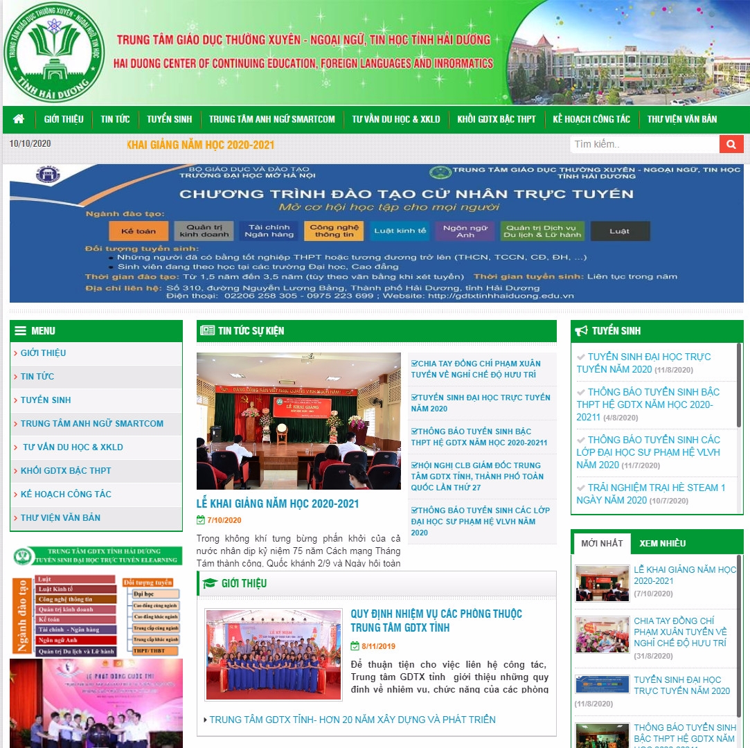 Thiết kế web giá rẻ GIÁO DỤC THƯỜNG XUYÊN TỈNH HẢI DƯƠNG