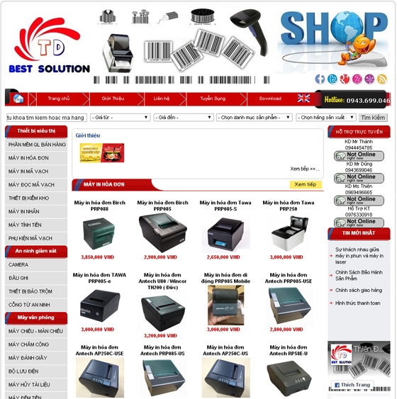 Thiết kế web giá rẻ điện máy Thiên Đăng