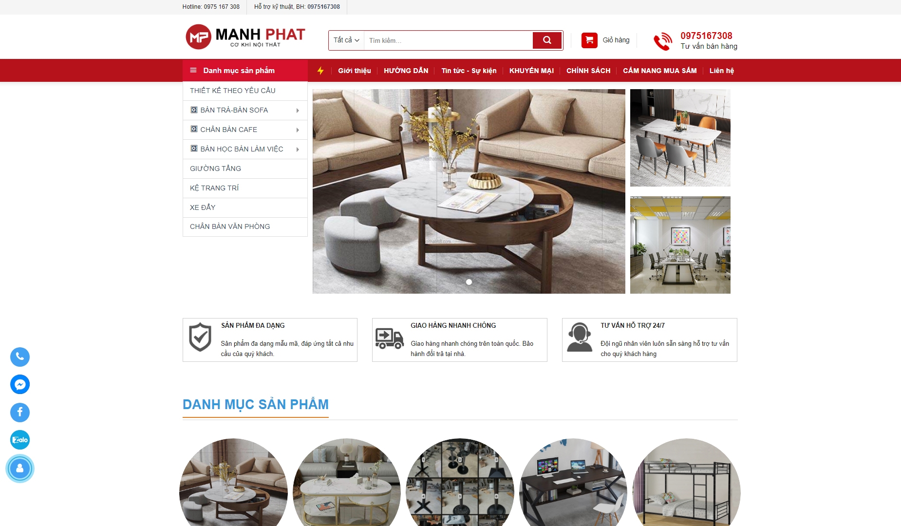 Thiết kế web giá rẻ CƠ KHÍ NỘI THẤT MẠNH PHÁT