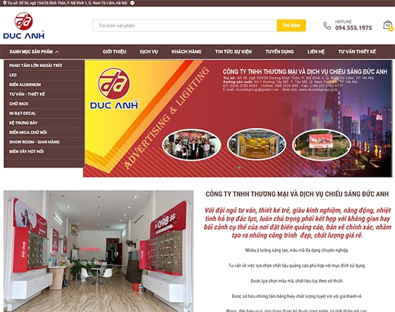 Thiết kế web giá rẻ công ty TNHH TM và DV chiếu sáng Đức Anh