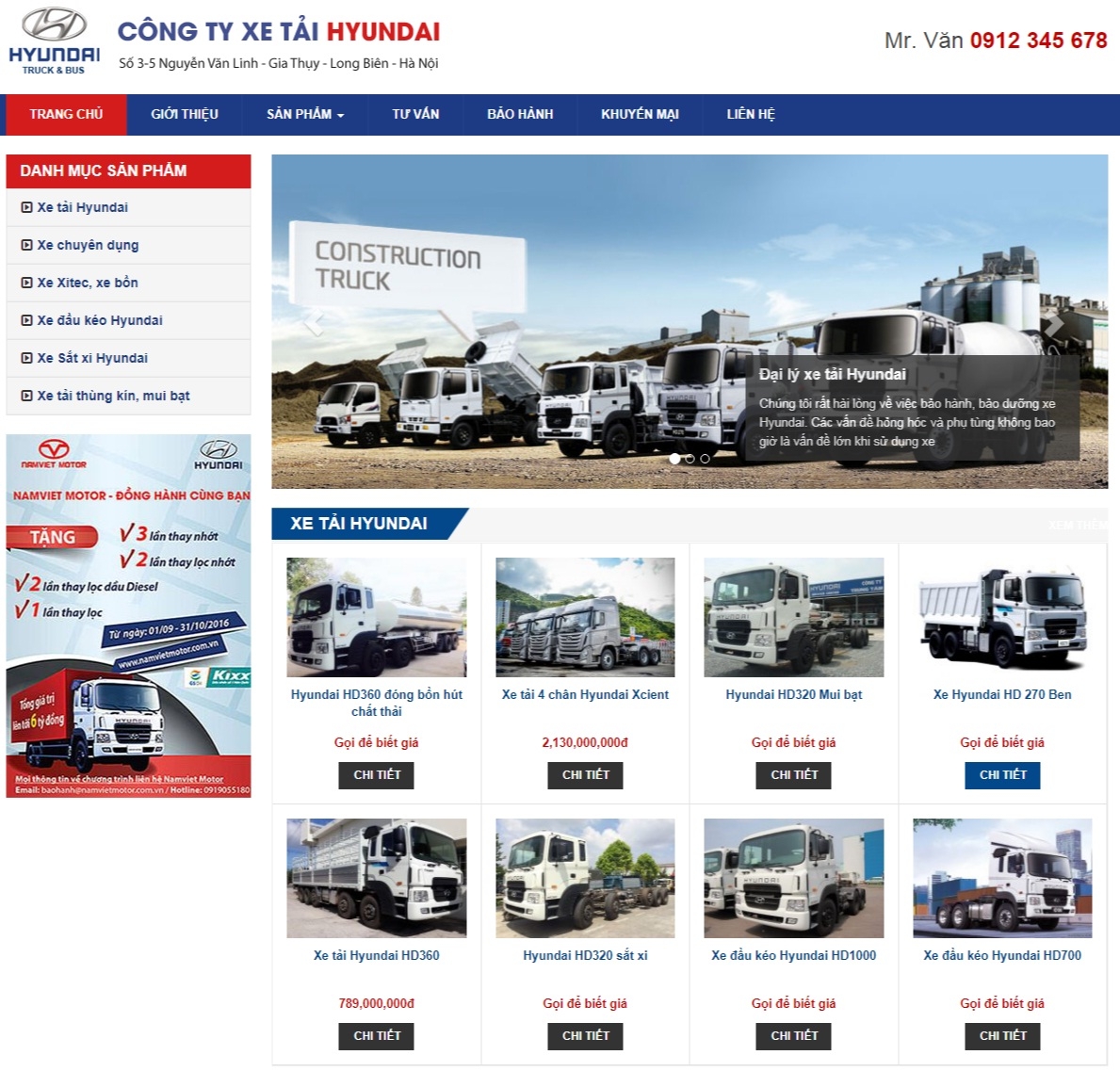 Thiết kế web giá rẻ công ty cổ phần Huyndai Hồng Long