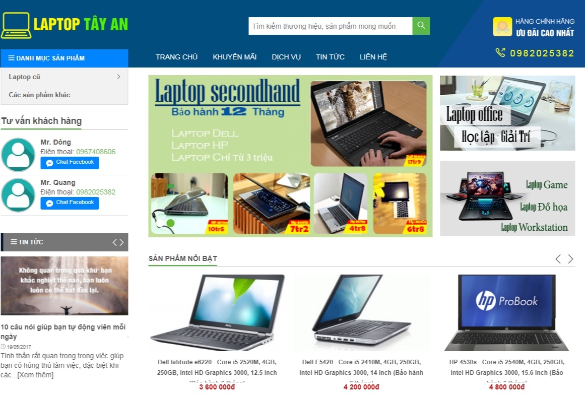 Thiết kế web giá rẻ công ty Tây An Computer