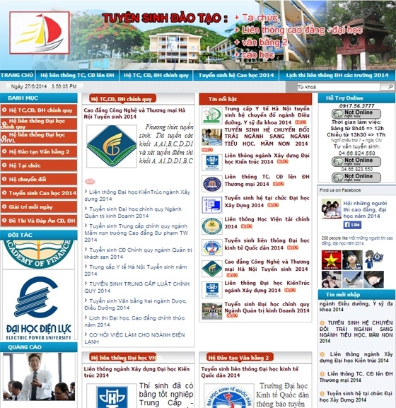 Thiết kế web giá rẻ đào tạo tuyển sinh 24h