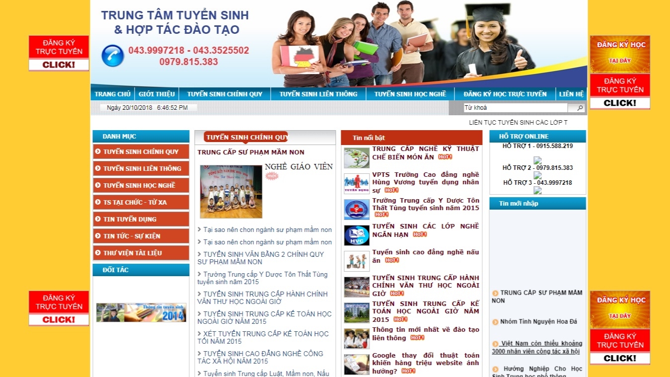 Thiết kế web giá rẻ trung tâm tuyển sinh và hợp tác đào tạo