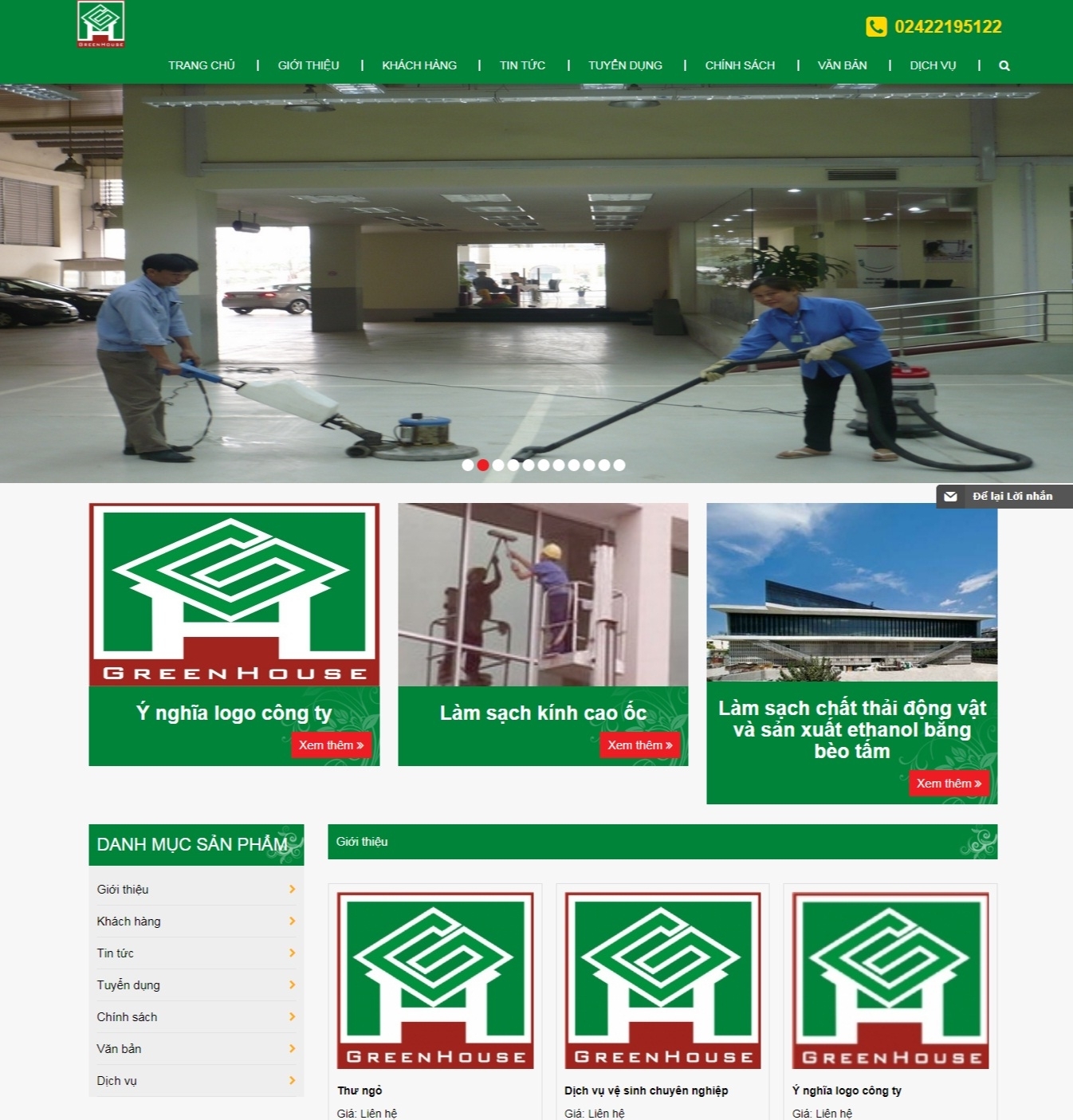 Thiết kế web giá rẻ công ty Green House