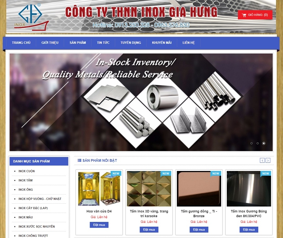 Thiết kế web giá rẻ công ty TNHH Inox Gia Hưng