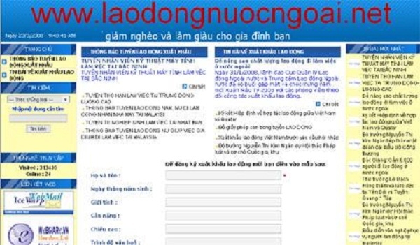 Thiết kế web giá rẻ cổng thông tin lao động nước ngoài uy tín