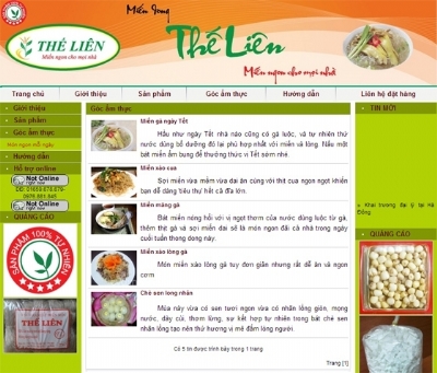 Thiết kế web giá rẻ cơ sở sản xuất và kinh doanh miến dong Thế Liên