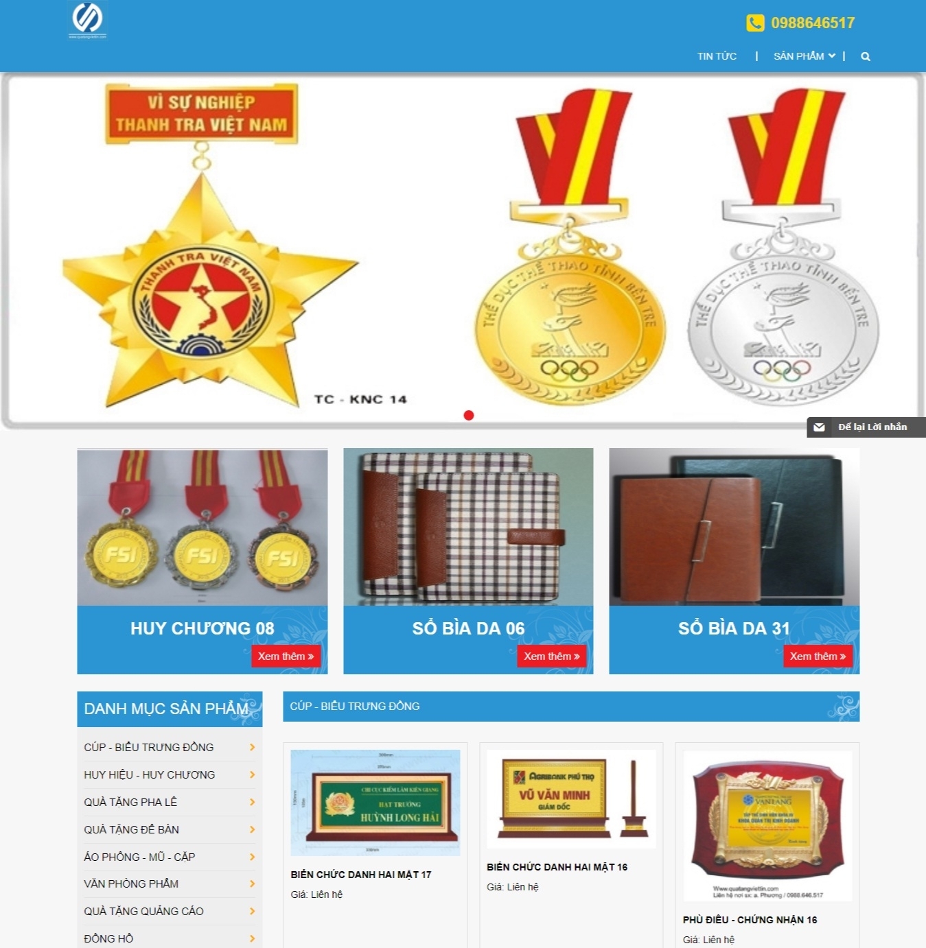 Thiết kế web giá rẻ công ty trách nhiệm hữu hạn quà tặng Việt Tín