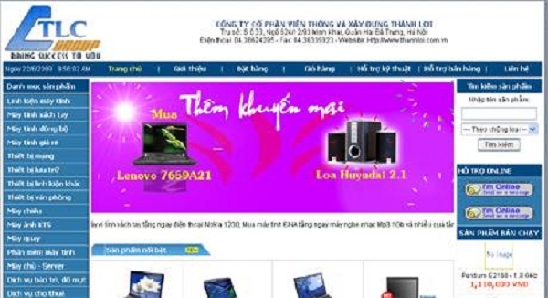 Thiết kế web giá rẻ công ty cổ phần viễn thông và xây dựng Thành Lợi