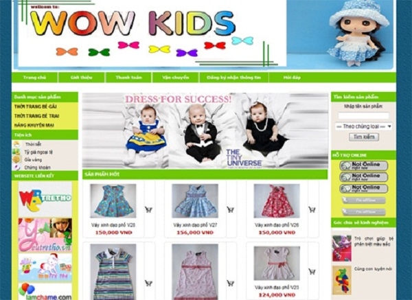 Thiết kế web giá rẻ thời trang của bé