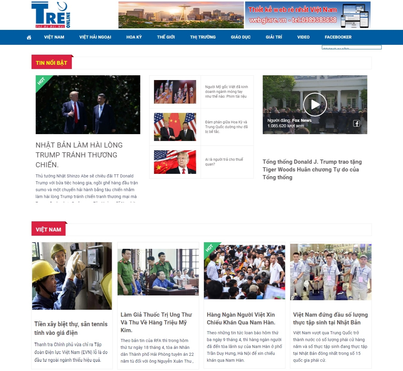 Thiết kế web giá rẻ báo treonline