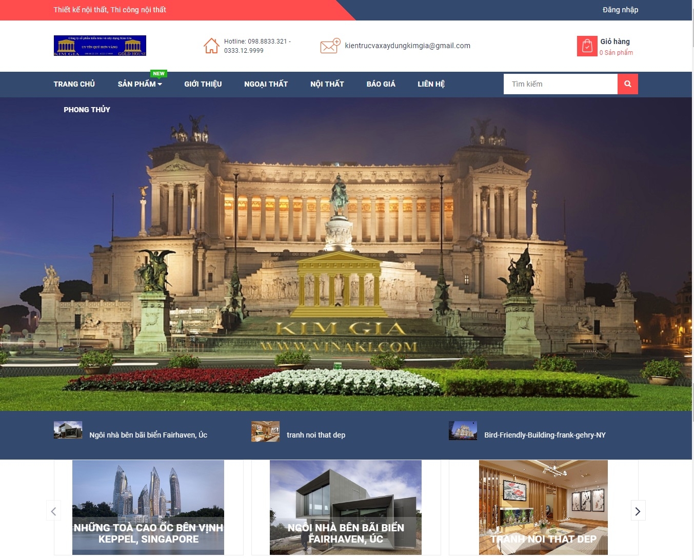Thiết kế web giá rẻ công ty kiến trúc và xây dựng Kim Gia