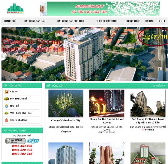 Thiết kế website giá rẻ NHADAT68.NET