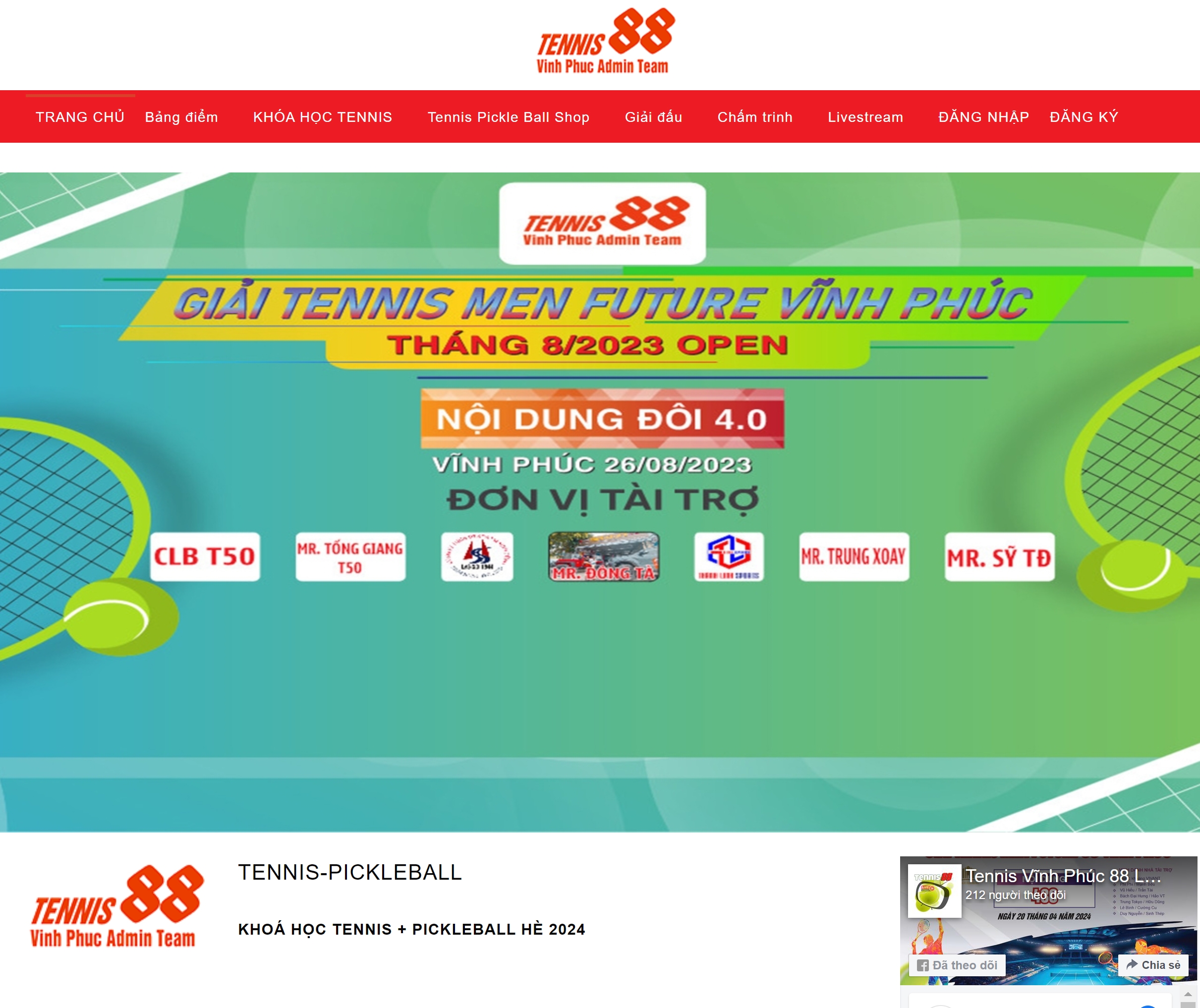 Thiết kế web giá rẻ trung tâm huấn luyện Tennis tennisvinhphuc.com