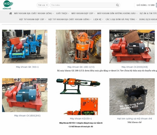 Thiết kế website giá rẻ bán Vật tư địa chất