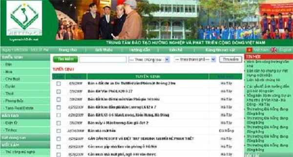 Thiết kế web giá rẻ trung tâm đào tạo hướng nghiệp và phát triển cộng đồng Việt Nam 